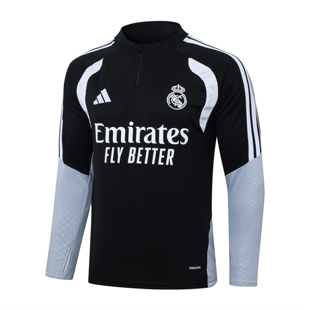 2026 Real Madrid Black Long-sleeved half-pull training kit