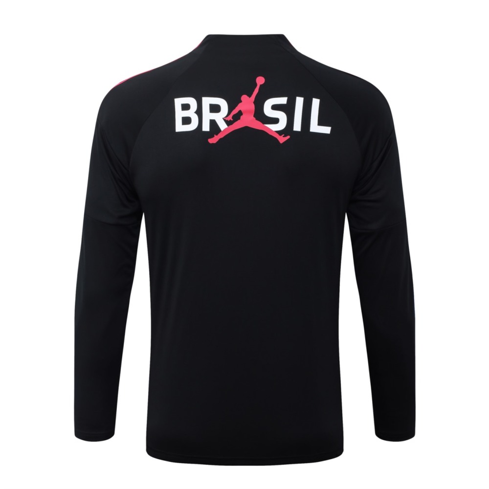 2026 Brazil Black Long-sleeved half-pull training kit