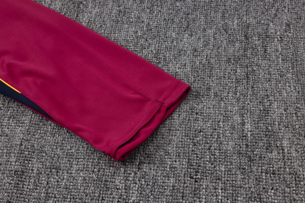 2026 Barcelona Maroon Long-sleeved half-pull training kit