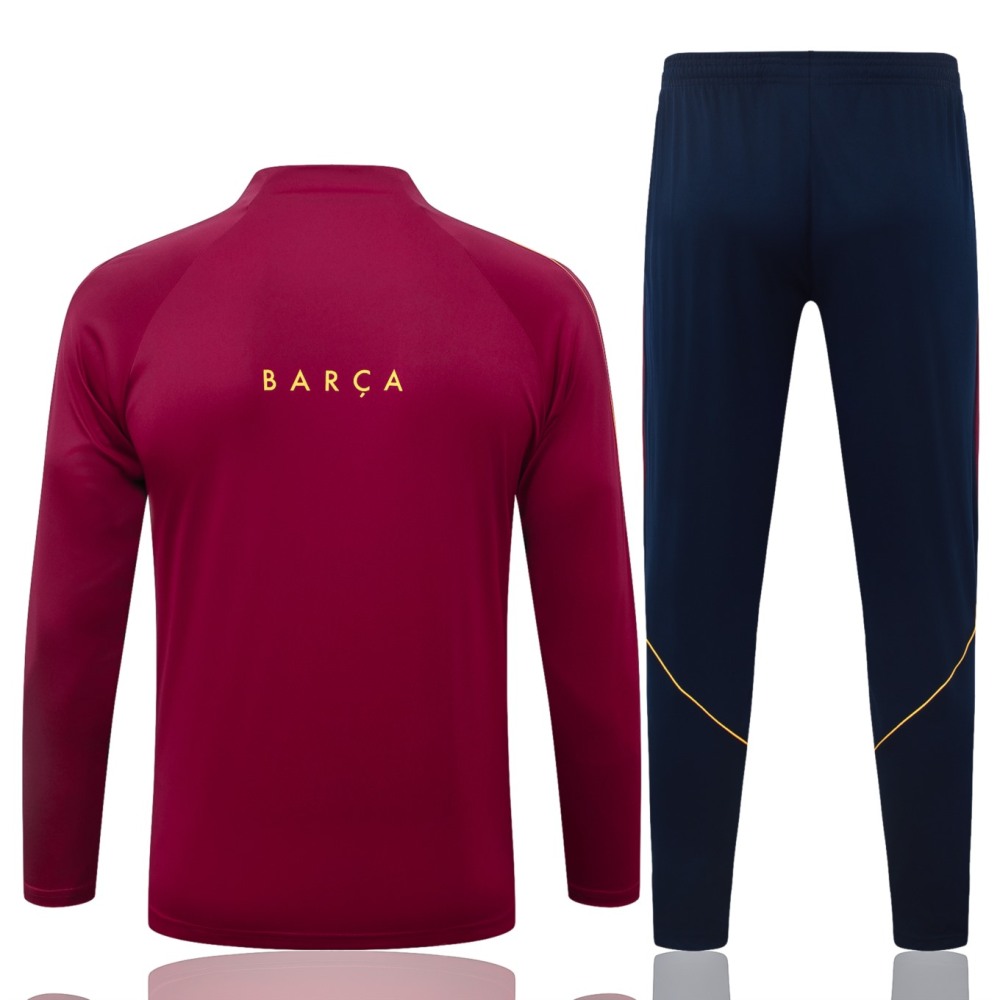 2026 Barcelona Maroon Long-sleeved half-pull training kit