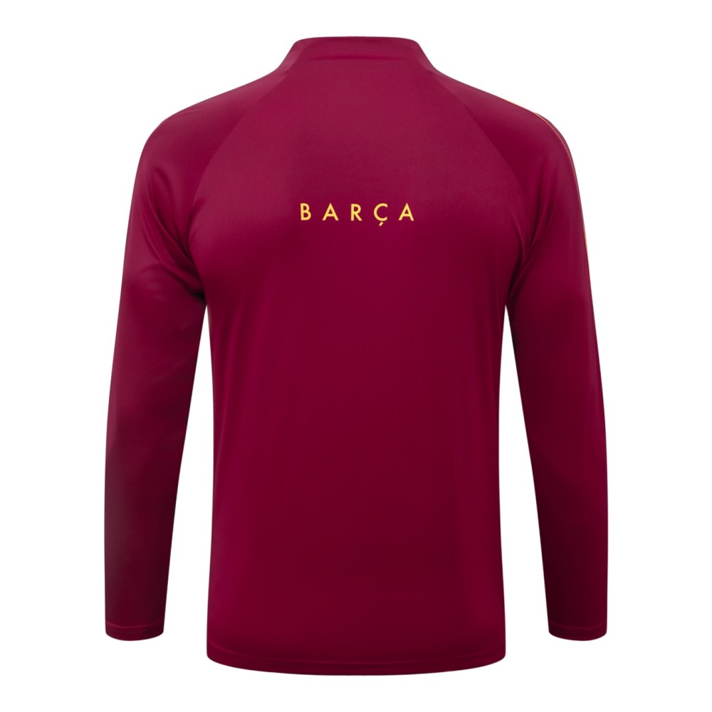2026 Barcelona Maroon Long-sleeved half-pull training kit