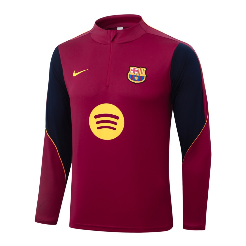 2026 Barcelona Maroon Long-sleeved half-pull training kit