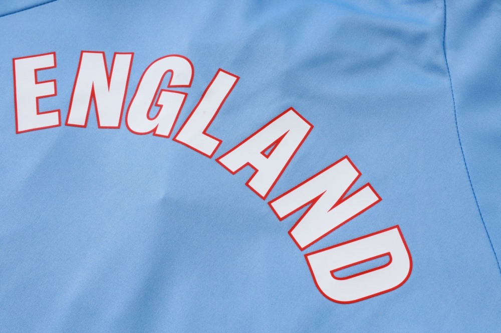2026 England Light blue Long-sleeved half-pull training kit