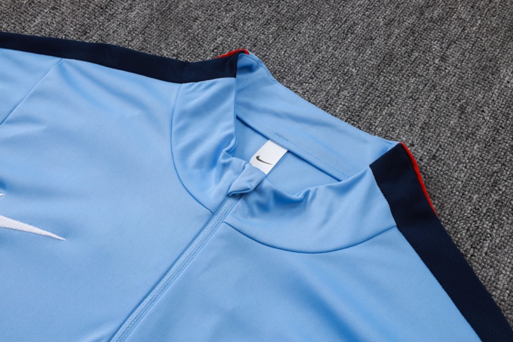 2026 England Light blue Long-sleeved half-pull training kit