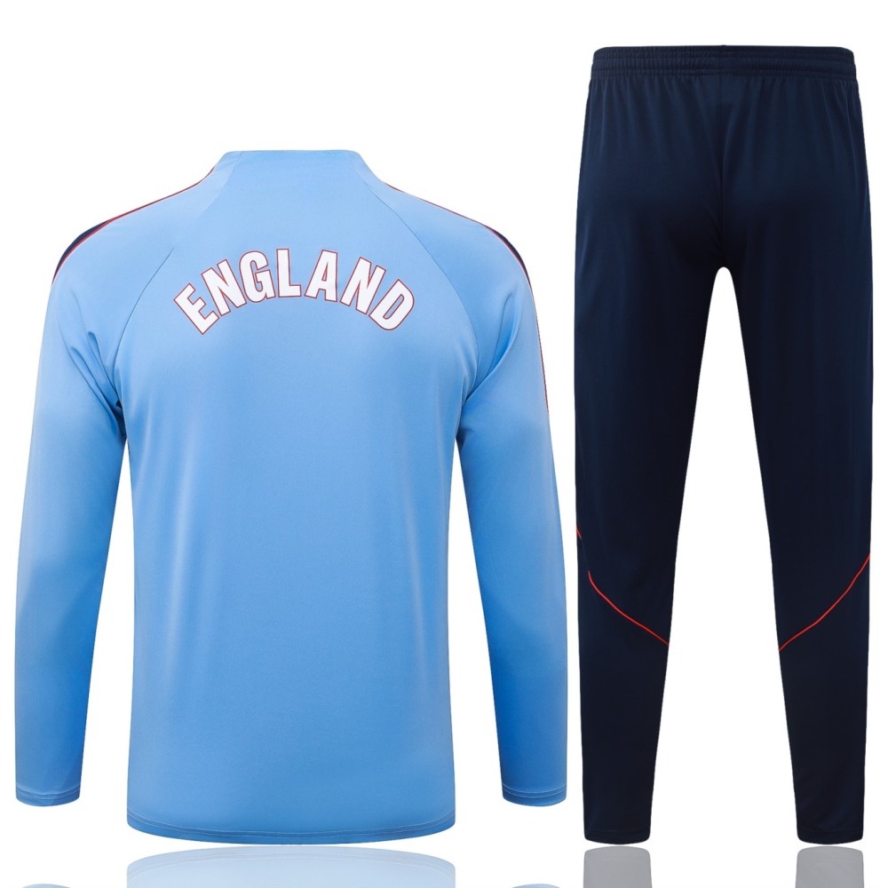 2026 England Light blue Long-sleeved half-pull training kit