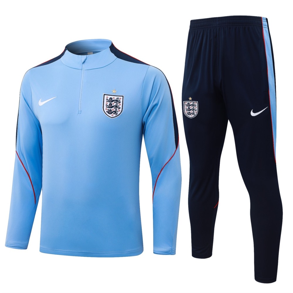 2026 England Light blue Long-sleeved half-pull training kit