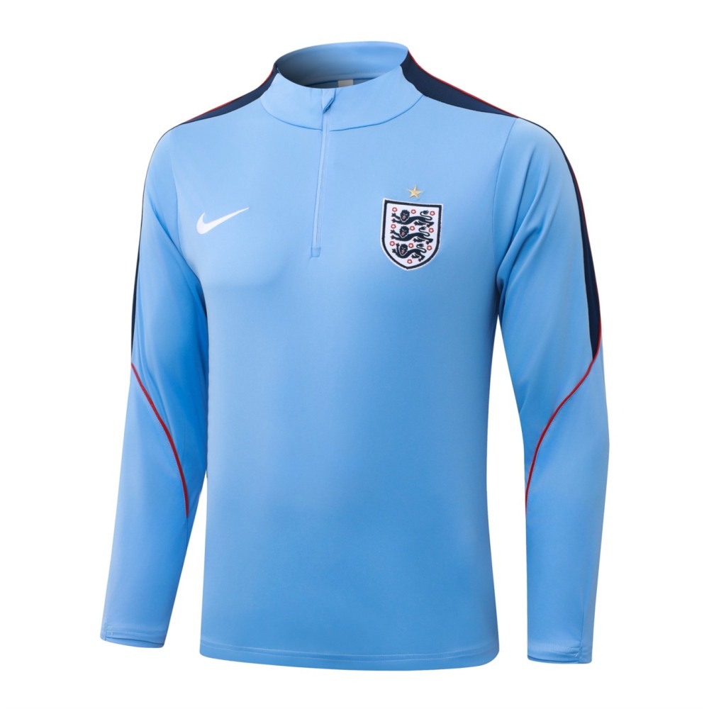 2026 England Light blue Long-sleeved half-pull training kit