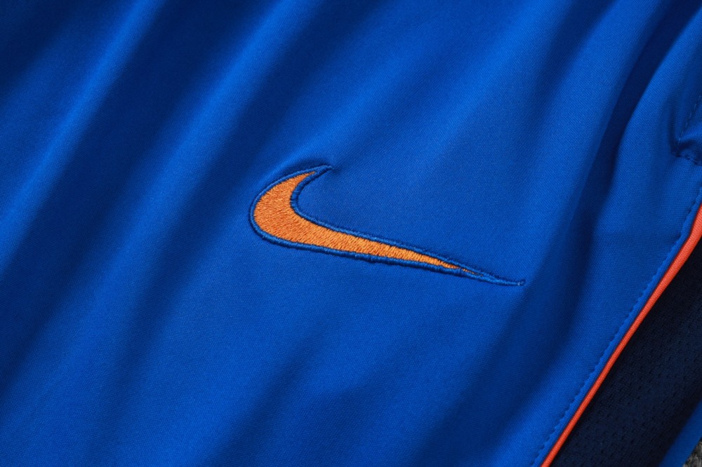 2026 France Violet blue Long-sleeved half-pull training kit