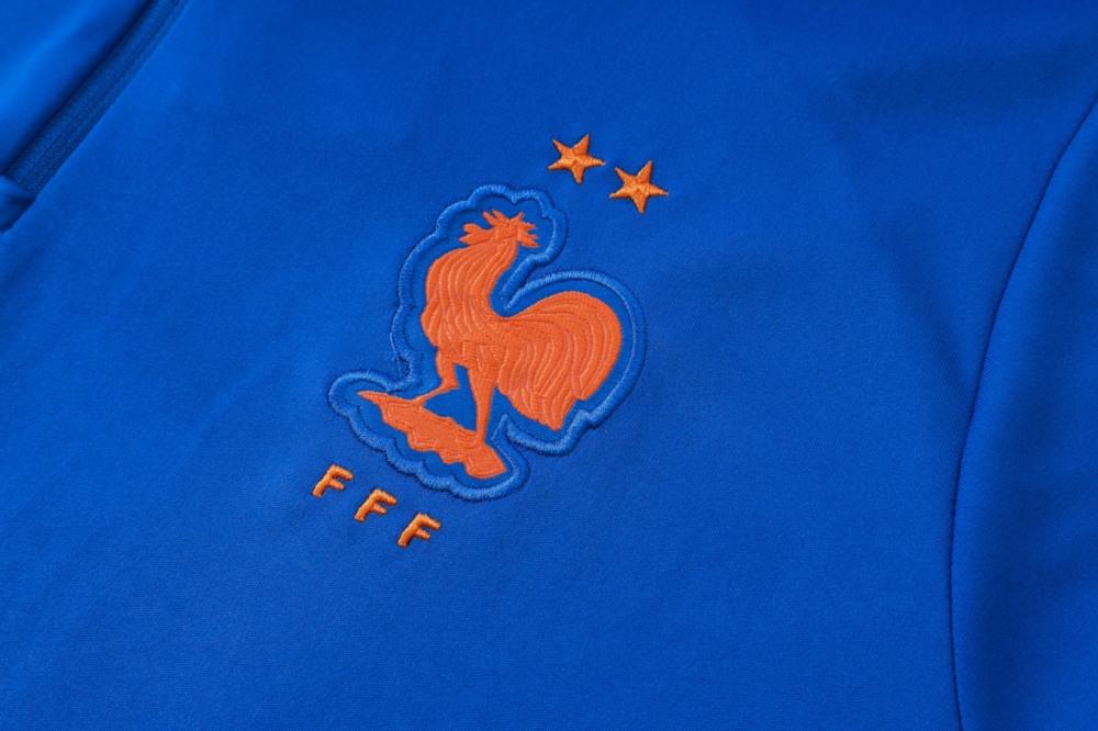 2026 France Violet blue Long-sleeved half-pull training kit