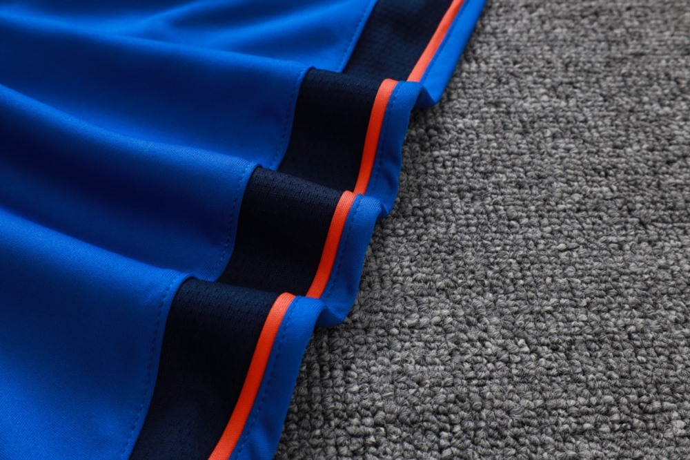 2026 France Violet blue Long-sleeved half-pull training kit