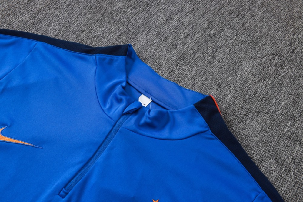 2026 France Violet blue Long-sleeved half-pull training kit