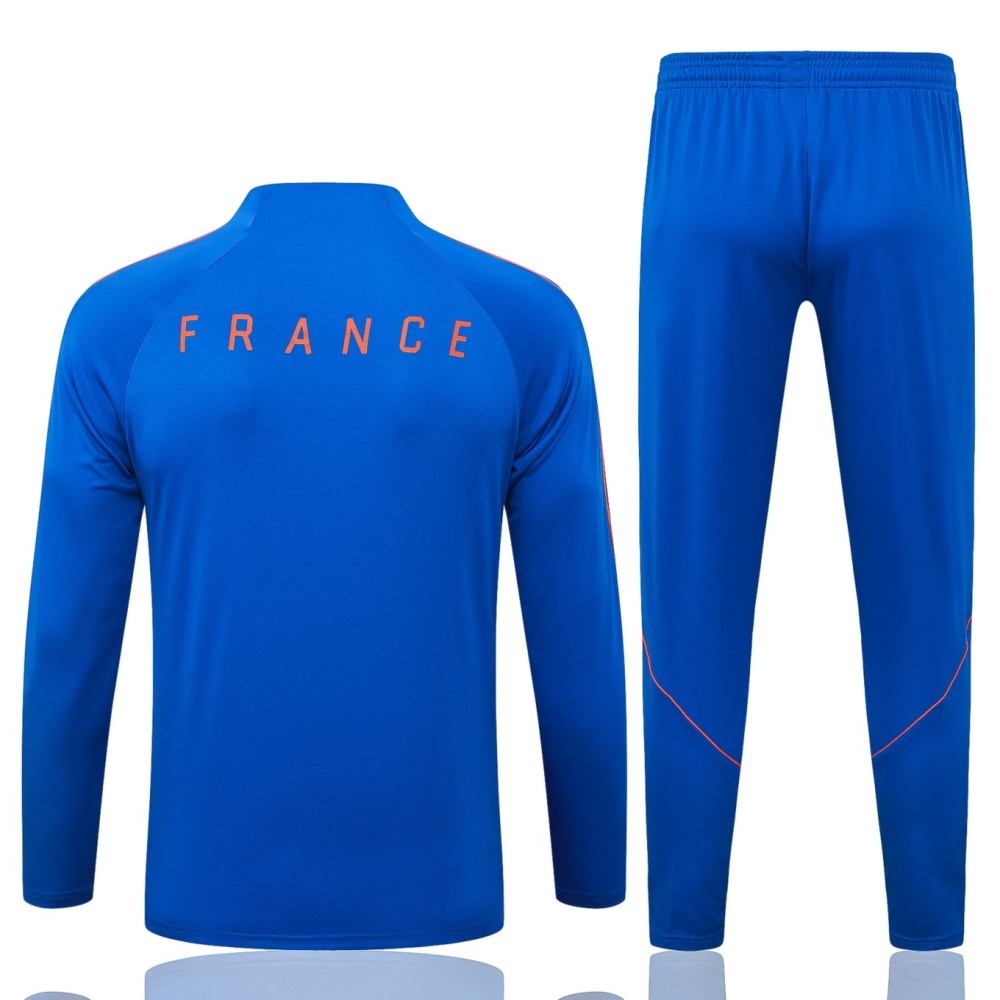 2026 France Violet blue Long-sleeved half-pull training kit