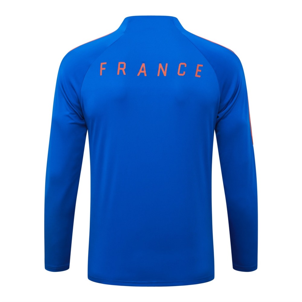 2026 France Violet blue Long-sleeved half-pull training kit
