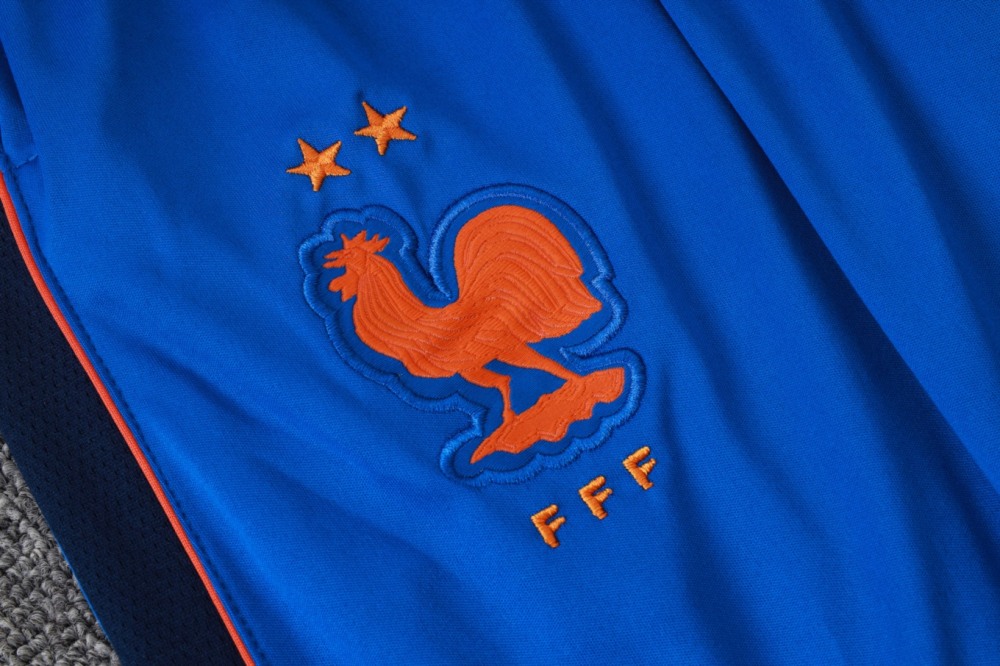 2026 France Violet blue Long-sleeved half-pull training kit