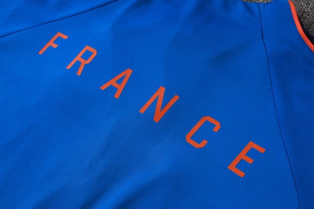2026 France Violet blue Long-sleeved half-pull training kit
