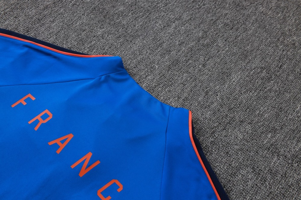 2026 France Violet blue Long-sleeved half-pull training kit