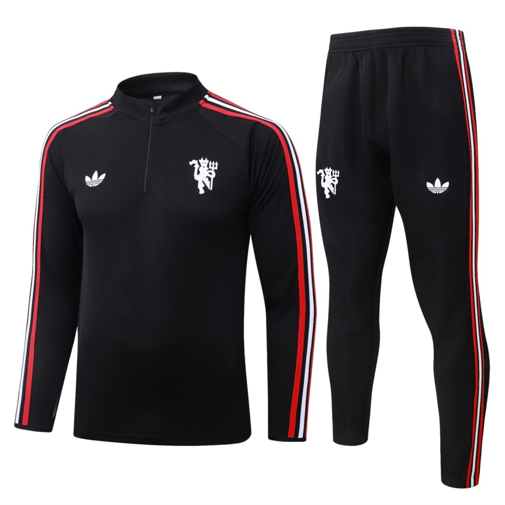 2026 Manchester United Black Long-sleeved half-pull training kit