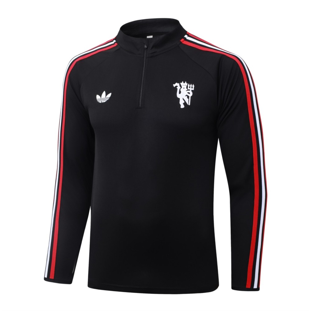 2026 Manchester United Black Long-sleeved half-pull training kit