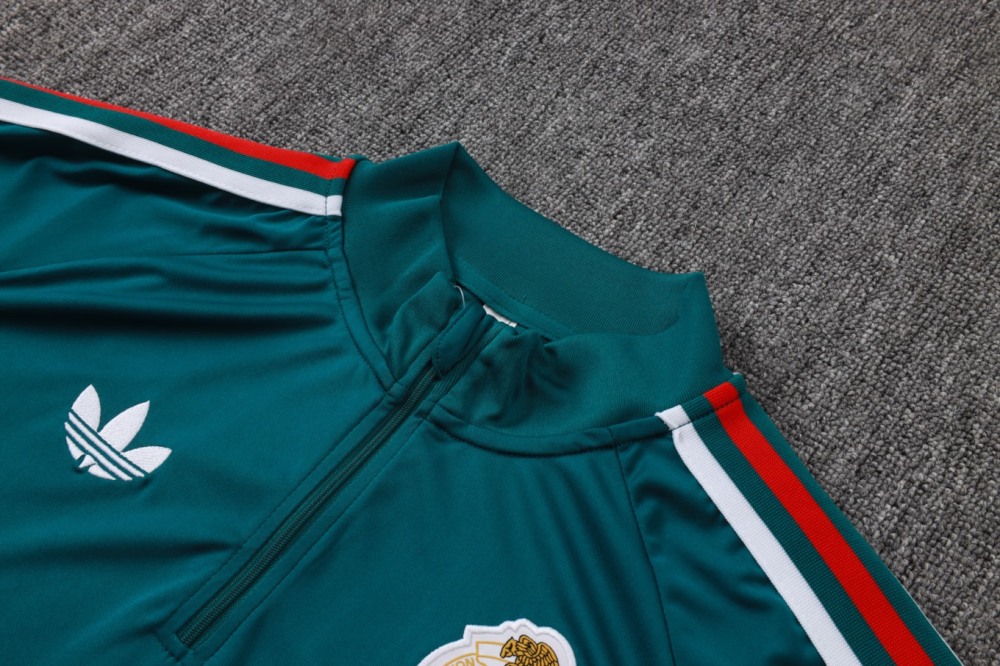 2026 Mexico Dark green Long-sleeved half-pull training kit