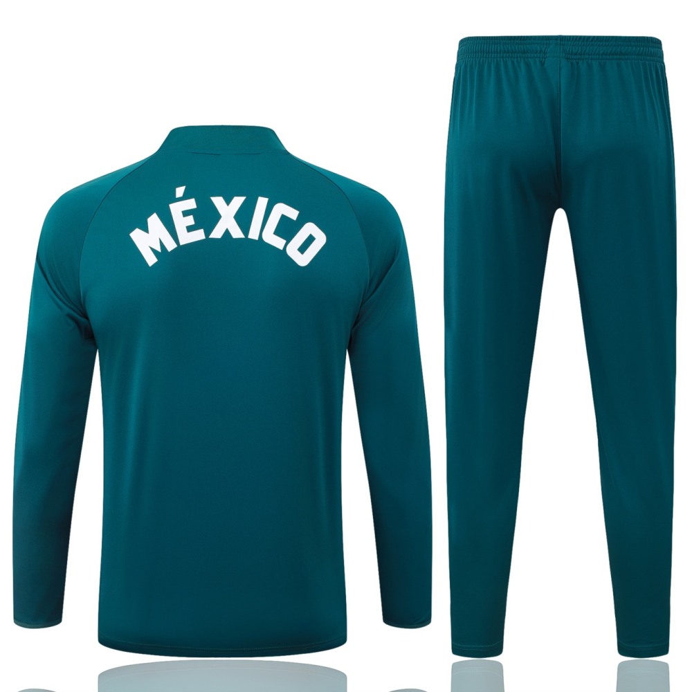 2026 Mexico Dark green Long-sleeved half-pull training kit