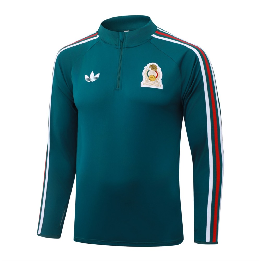 2026 Mexico Dark green Long-sleeved half-pull training kit