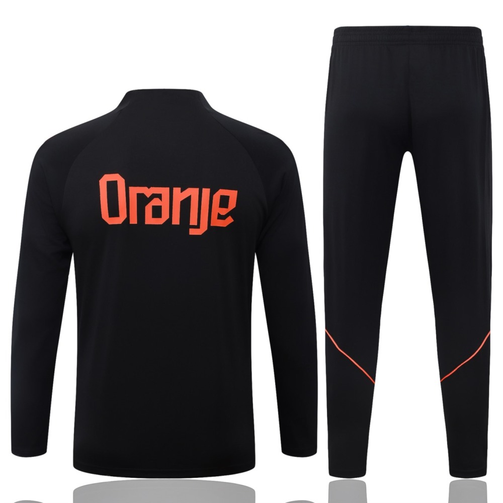 2026 Netherlands Black Long-sleeved half-pull training kit