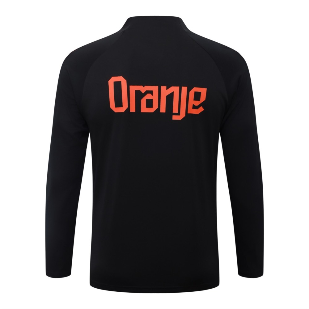 2026 Netherlands Black Long-sleeved half-pull training kit