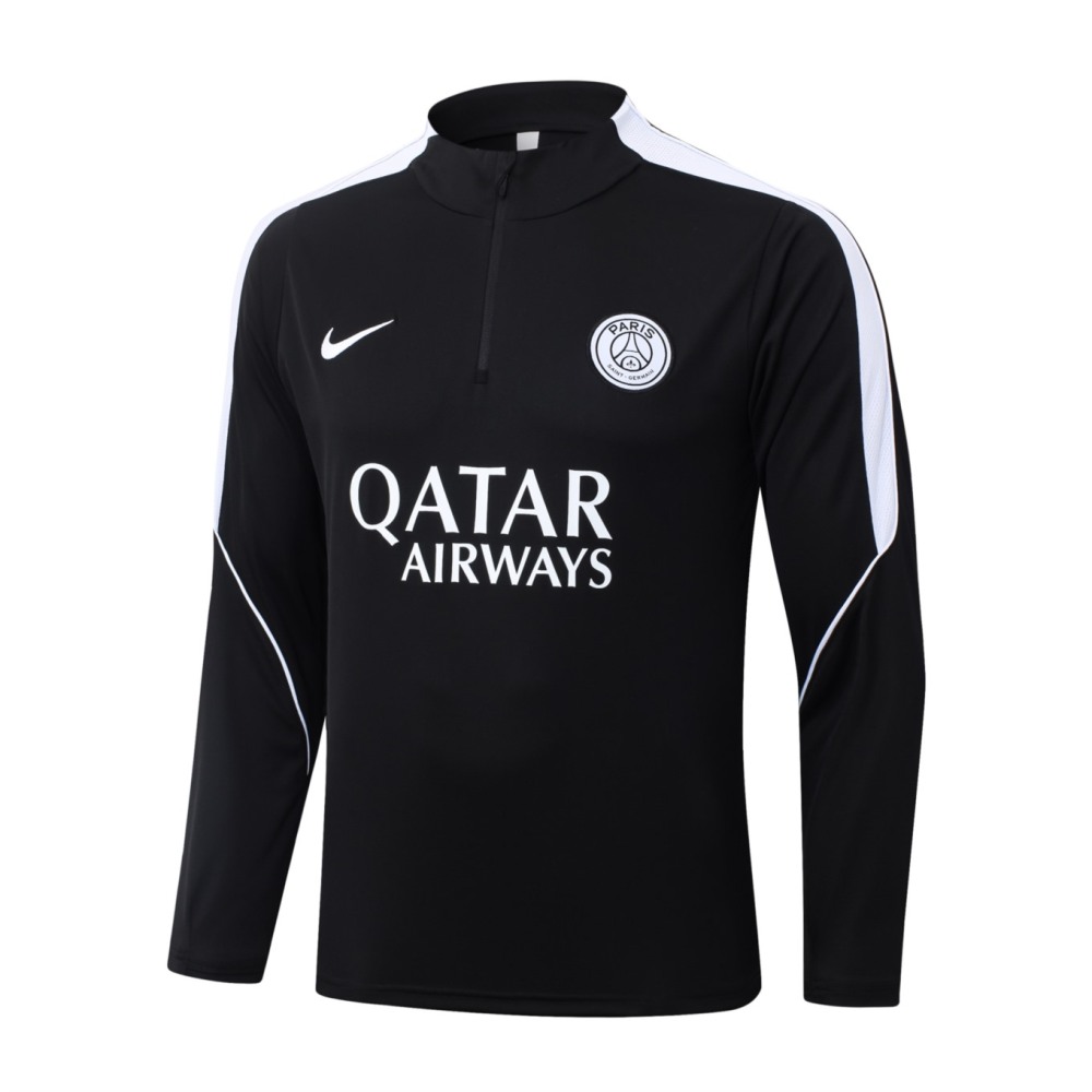 2026 Paris Black Long-sleeved half-pull training kit