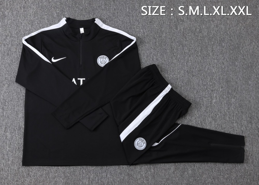 2026 Paris Black Long-sleeved half-pull training kit