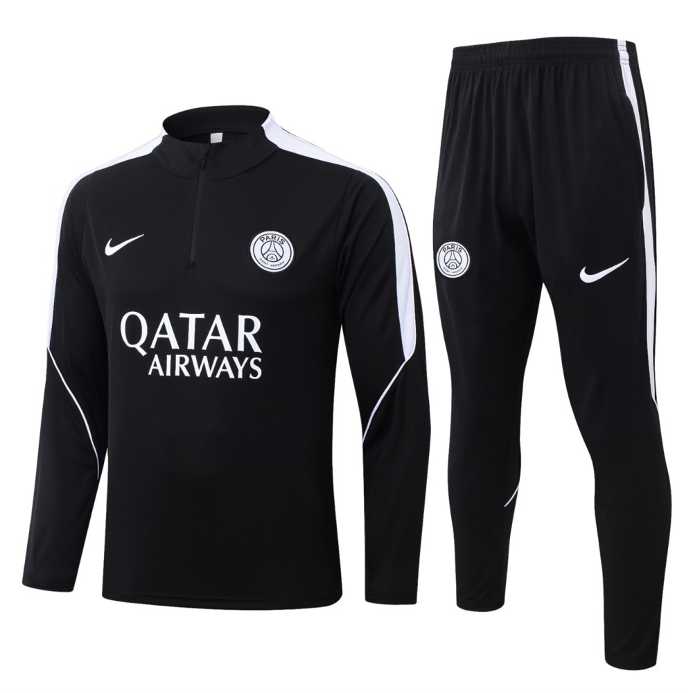 2026 Paris Black Long-sleeved half-pull training kit