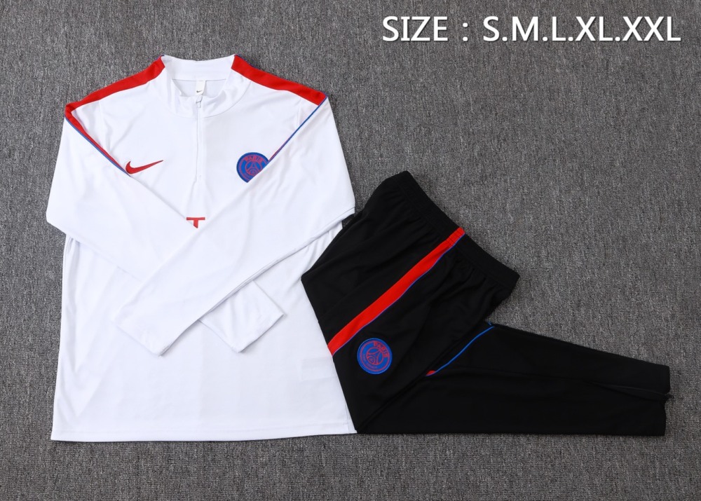 2026 Paris White Long-sleeved half-pull training kit
