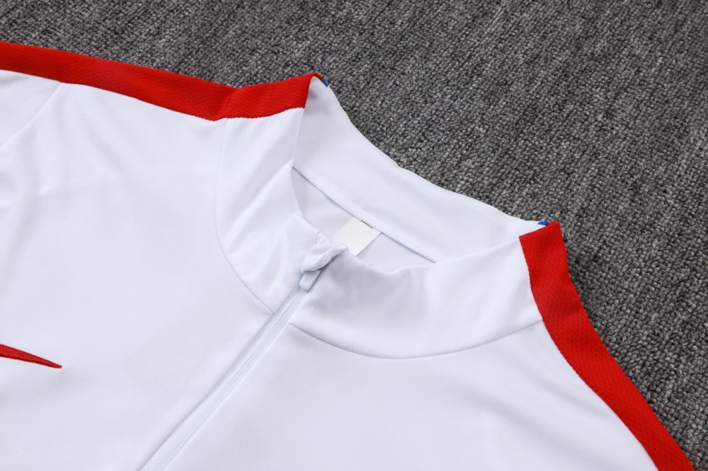 2026 Paris White Long-sleeved half-pull training kit