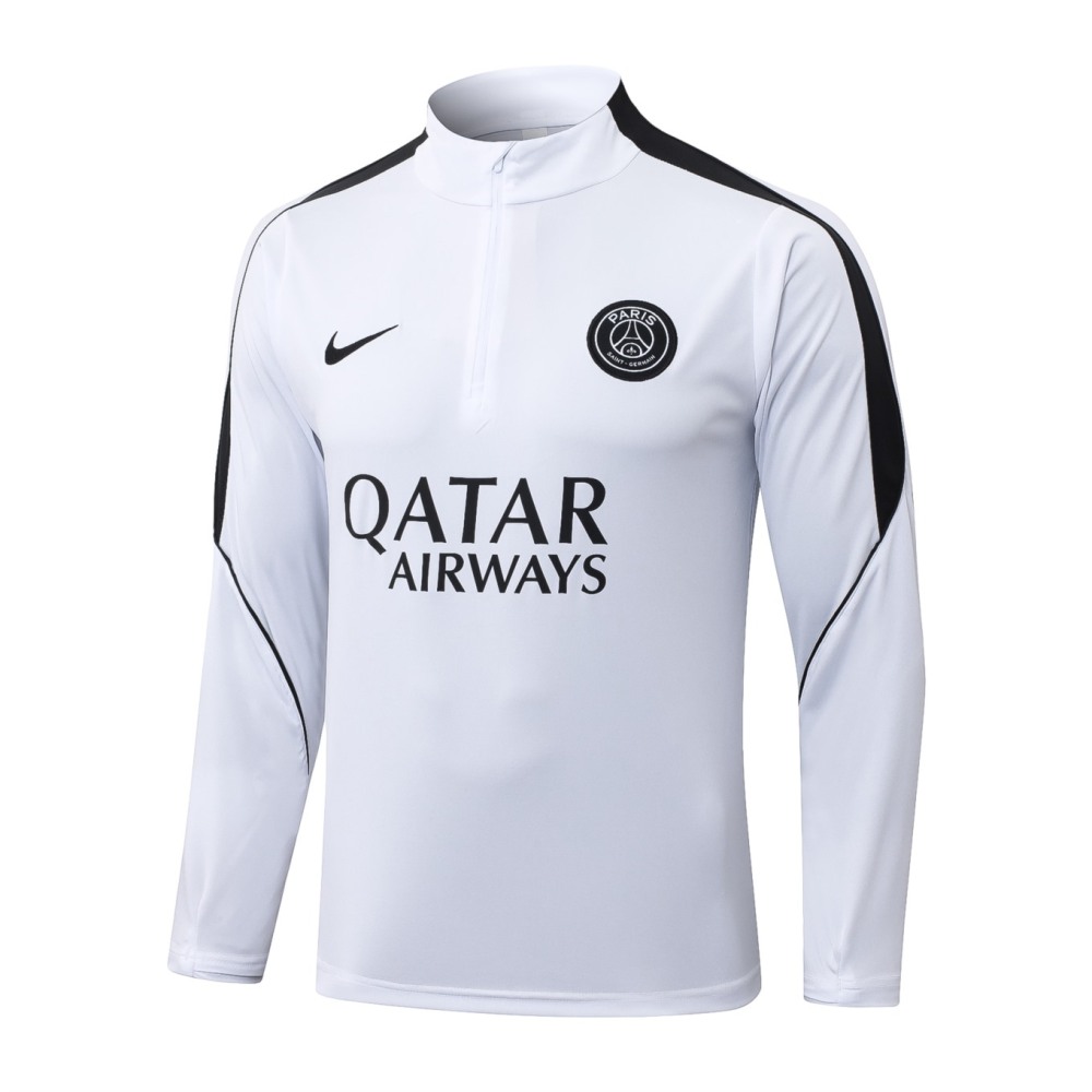 2026 Paris White Long-sleeved half-pull training kit