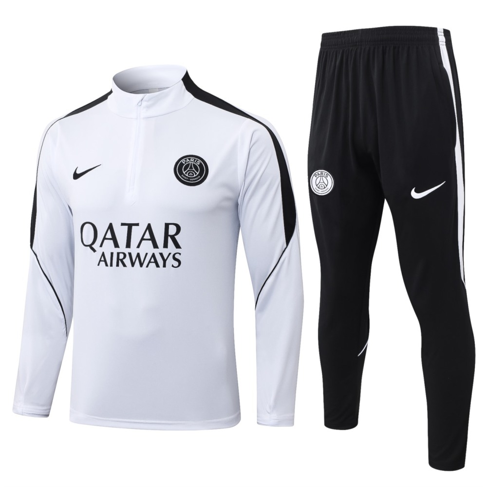 2026 Paris White Long-sleeved half-pull training kit