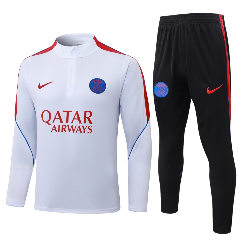2026 Paris White Long-sleeved half-pull training kit