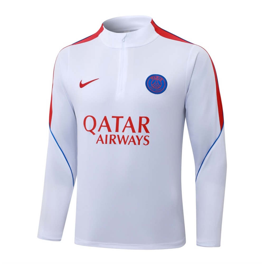 2026 Paris White Long-sleeved half-pull training kit