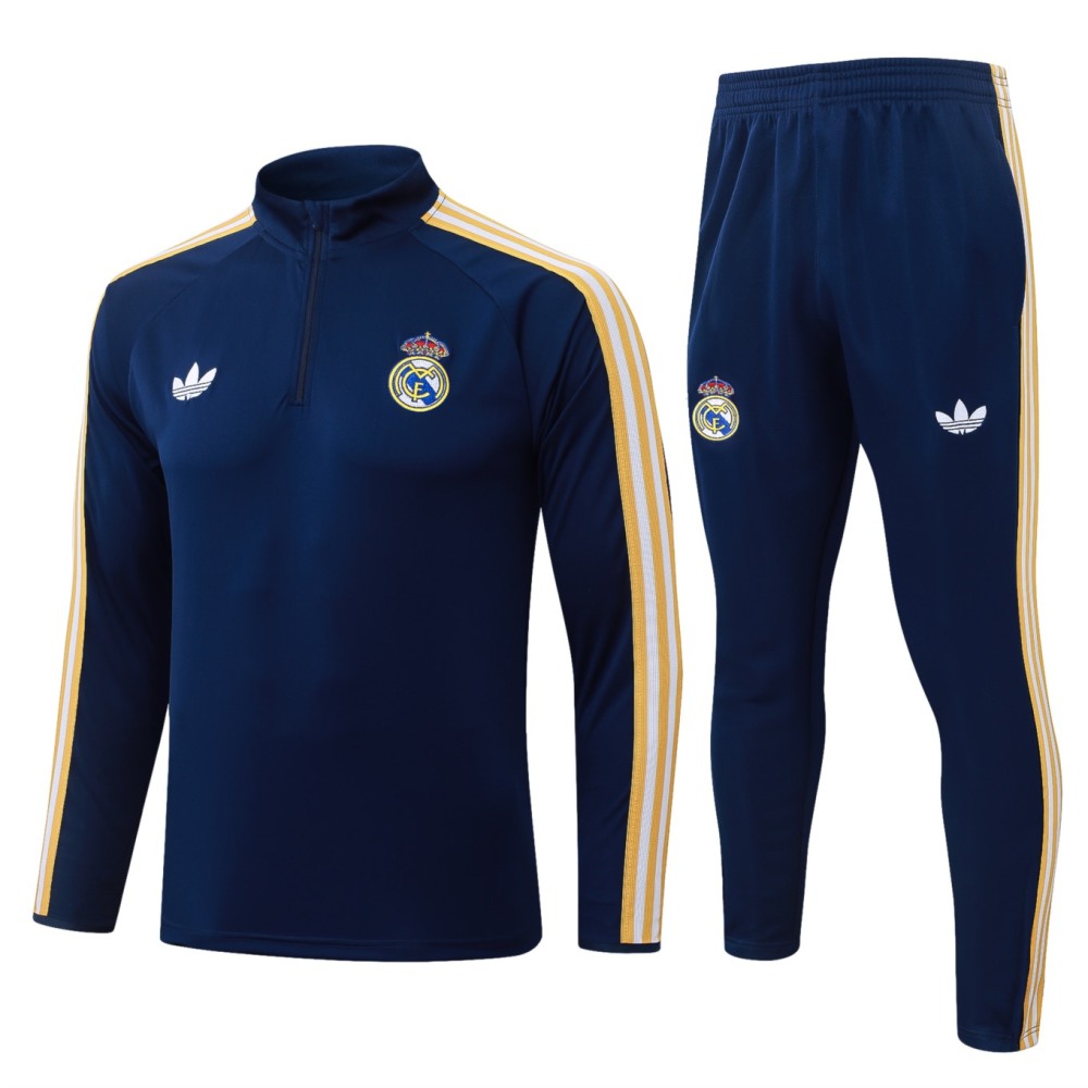 2026 Real Madrid Dark Royal Blue Long-sleeved half-pull training kit