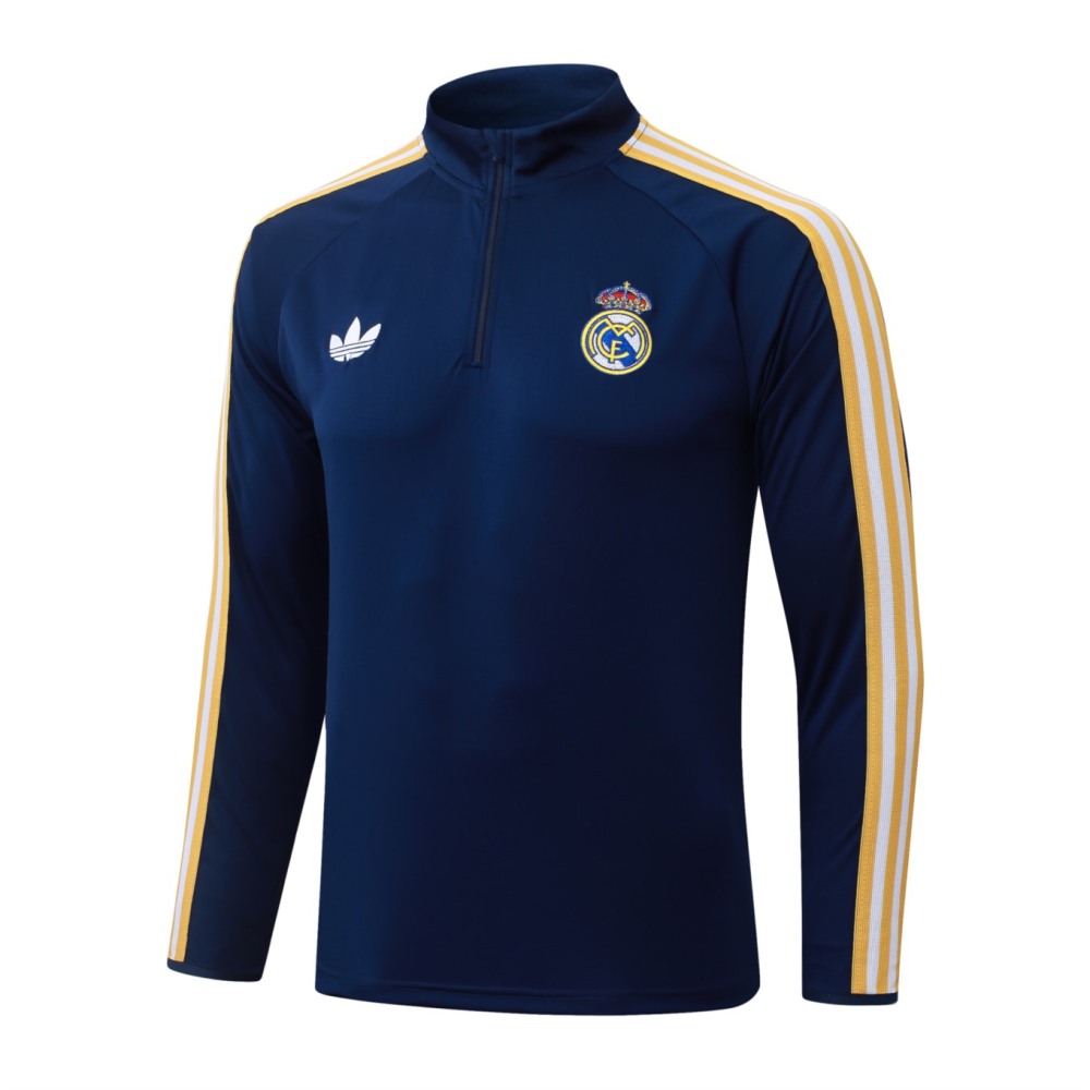 2026 Real Madrid Dark Royal Blue Long-sleeved half-pull training kit