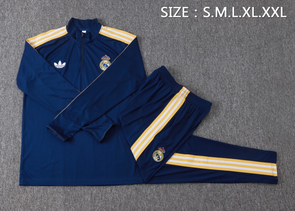 2026 Real Madrid Dark Royal Blue Long-sleeved half-pull training kit