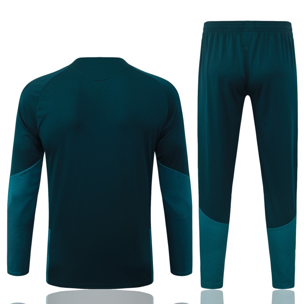 2026 Real Madrid Deep dark green Long-sleeved half-pull training kit