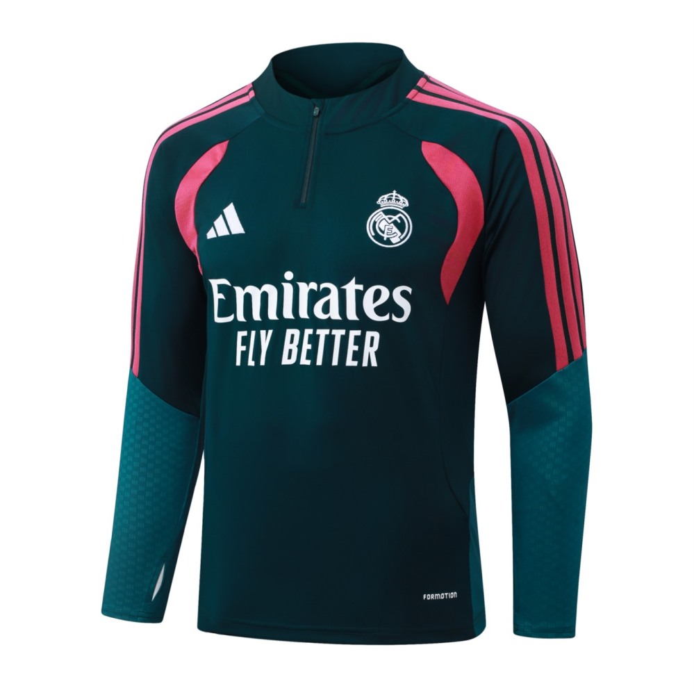 2026 Real Madrid Deep dark green Long-sleeved half-pull training kit
