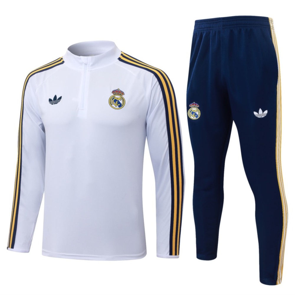 2026 Real Madrid White Long-sleeved half-pull training kit