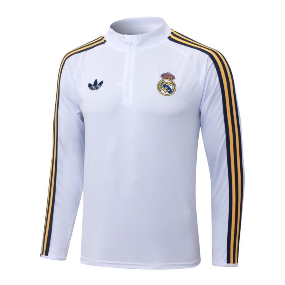 2026 Real Madrid White Long-sleeved half-pull training kit
