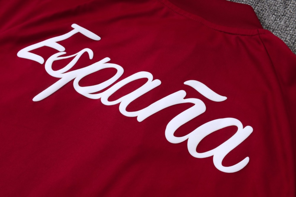 2026 Spain Maroon Long-sleeved half-pull training kit