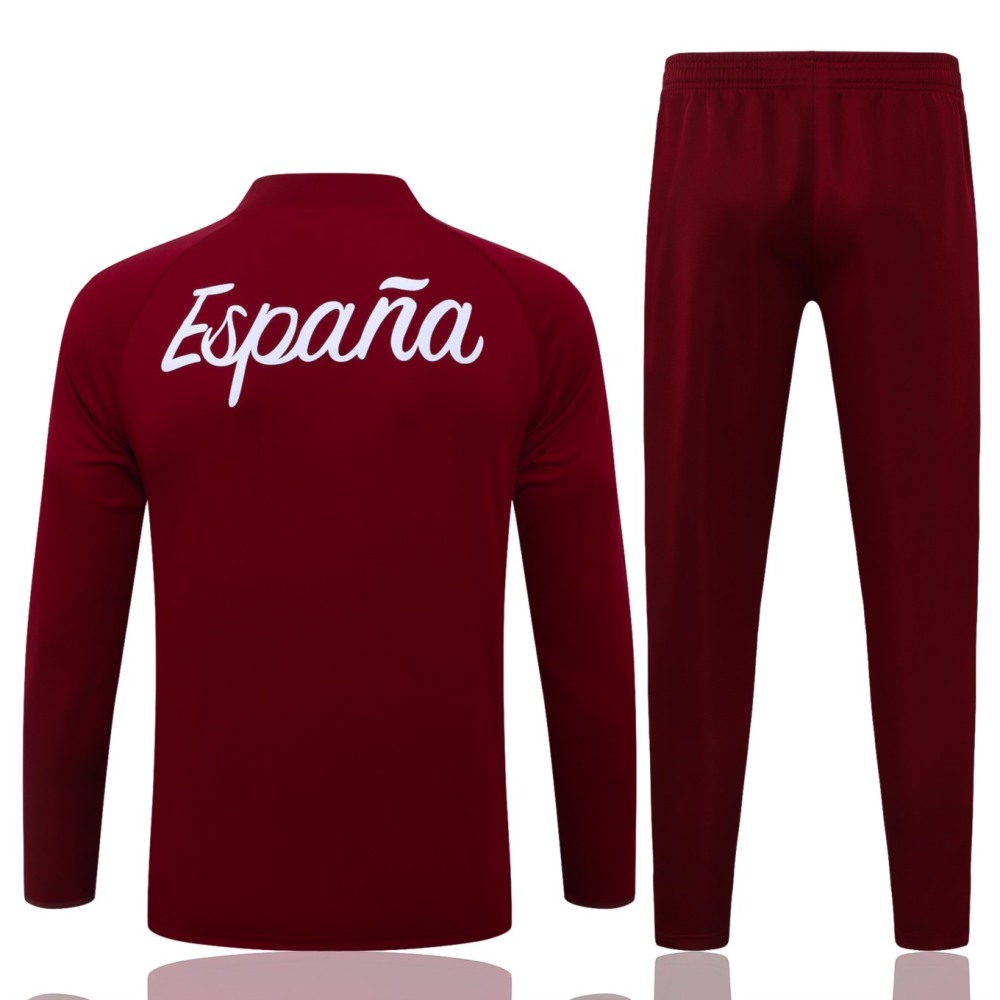 2026 Spain Maroon Long-sleeved half-pull training kit
