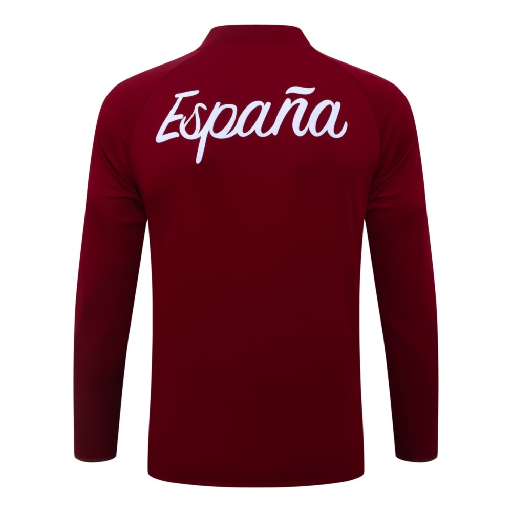 2026 Spain Maroon Long-sleeved half-pull training kit