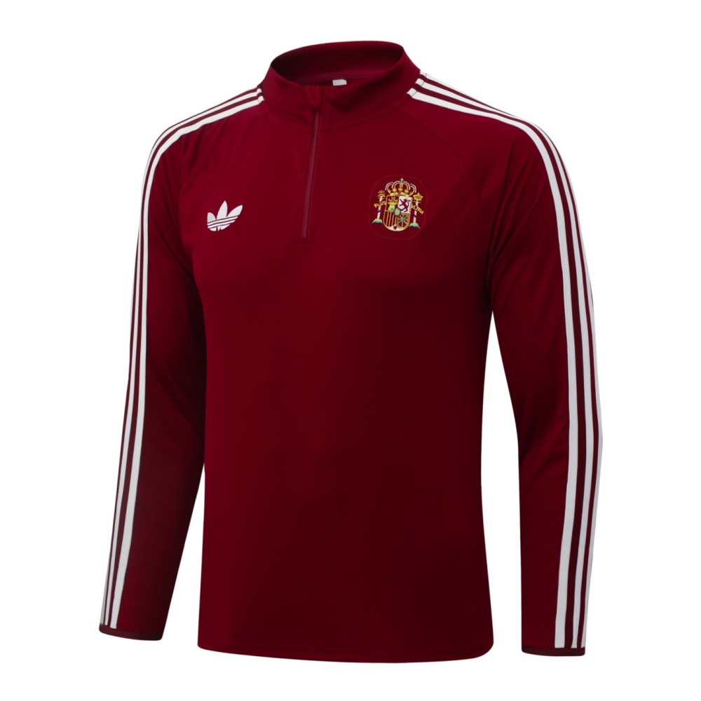 2026 Spain Maroon Long-sleeved half-pull training kit