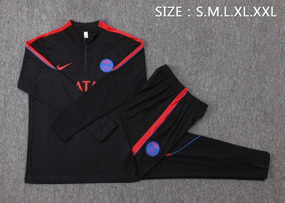 2026 Paris Black Long-sleeved half-pull training kit
