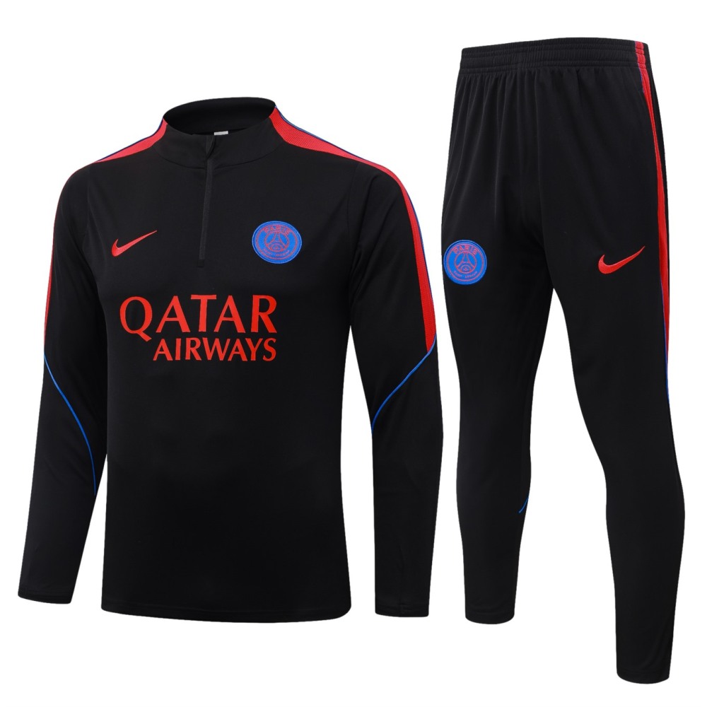 2026 Paris Black Long-sleeved half-pull training kit