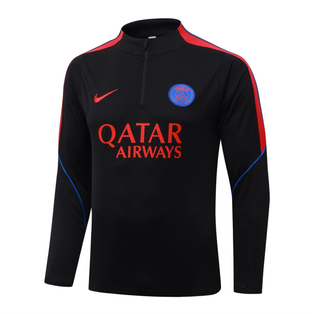 2026 Paris Black Long-sleeved half-pull training kit
